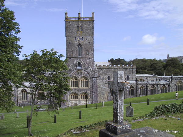 St. David Cathedral, Wales. West end, tower, nave and cemetery