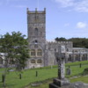 St. David Cathedral, Wales.  West end, tower, nave and cemetery