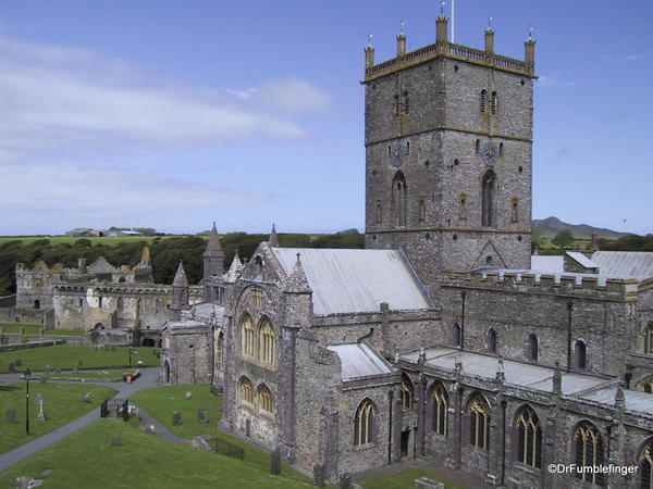 St. David Cathedral, Wales. Ruins of the Bishop's house in the background