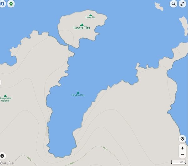 Map of Hidden Bay, courtesy of Mapcarta