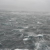 Drake's passage near Cape Horn.  That's what winds gusting to 119 knots look like from the fifth deck of the ship.  The waves had 5-8 m peaks.