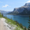 Hiking trail along Lake Minnewaka, Banff National Park.