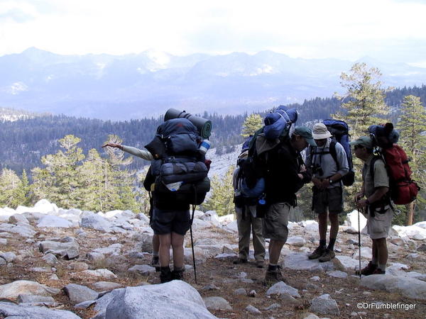 Backpacking with a group, Ostrander Lake trail.