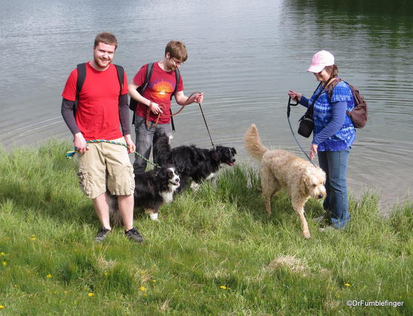 My family walking the dogs, Johnson Lake Trail