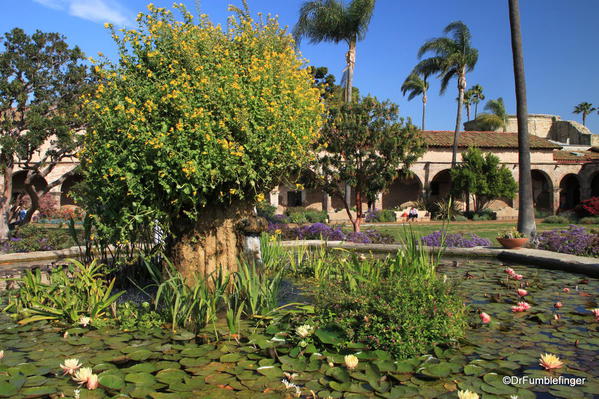 Mission San Juan Capistrano. Courtyard and fountain