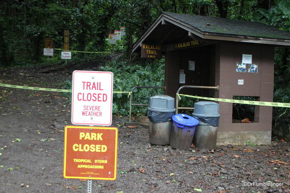 The storm closed many of the hiking trails, including the famous Kalalau trail which passes through the Na Pali Coast