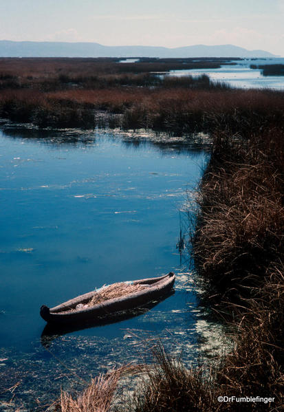 Reed canoe, Uros Island, Lake Titicaca