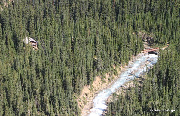 Views of Twin Falls Chalet and creek