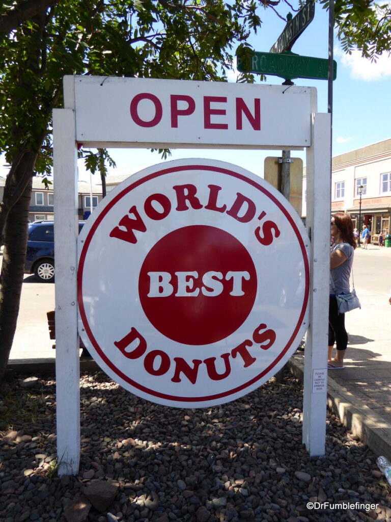 Signage outside of World's Best Donuts