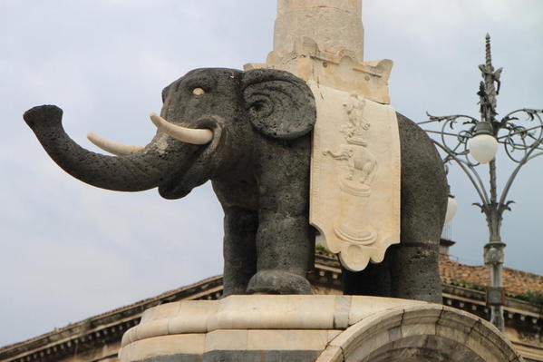 The famous elephant fountain in Catania