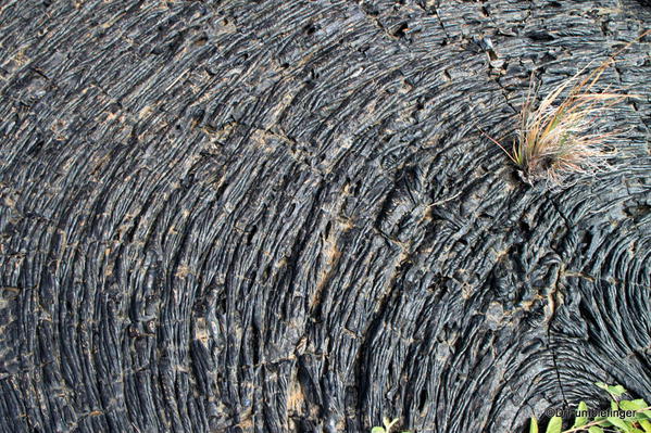 Volcanoes National Park. Rippling pattern of lava flow