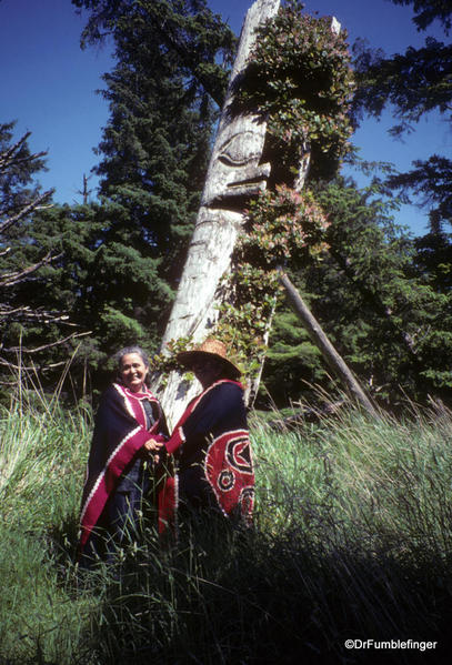 Louise Island, Haida Gwaii, Skedans Village Eagle Mortuary Pole and Guardians