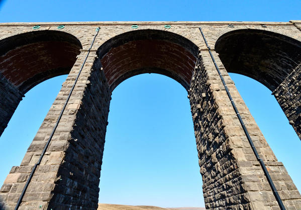 Limestone pavement and Ribblehead Viaduct, Yorkshire Dales.