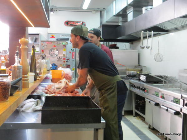 Cafe San Juan. The chef preparing the evening