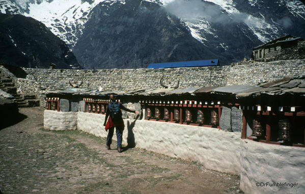 Prayer wheels, above Namche Bazaar