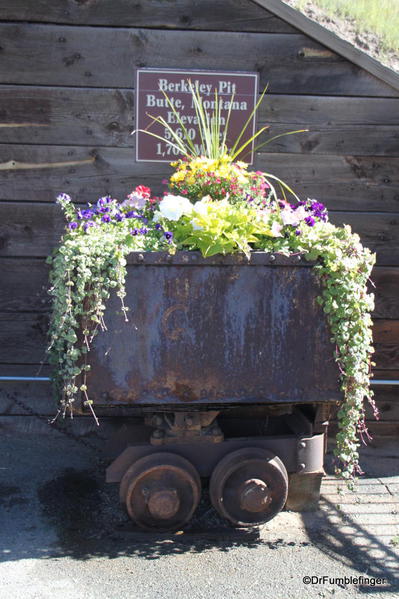 Old mine cart in front of the Berkeley Pit, Butte, Montana