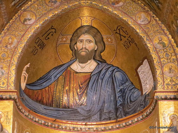 Details of Jesus mosaic, Monreal Cathedral, Sicily