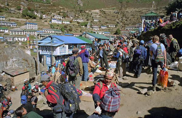 Namche Market. Courtesy Wikimedia and Kogo.