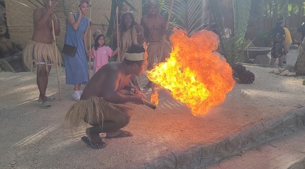 Fire throwing local tribal person