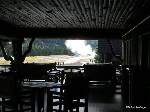 View of Old Faithful Geyser (dormant), Old Faithful Inn, Yellowstone National Park