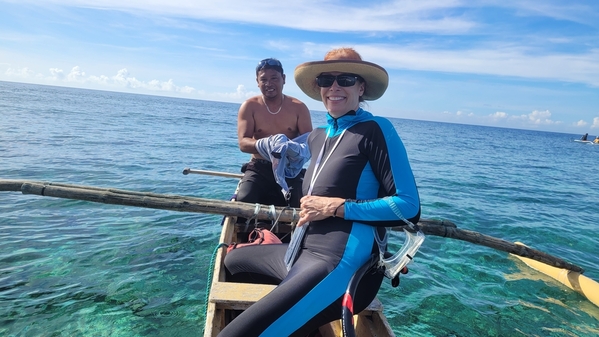 Boating around Balicasag Island before snorkeling