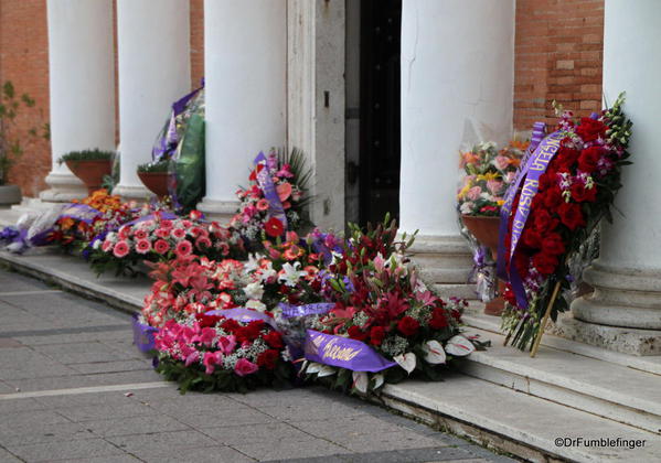 Funeral flowers, Cathedral, Fiumicino.