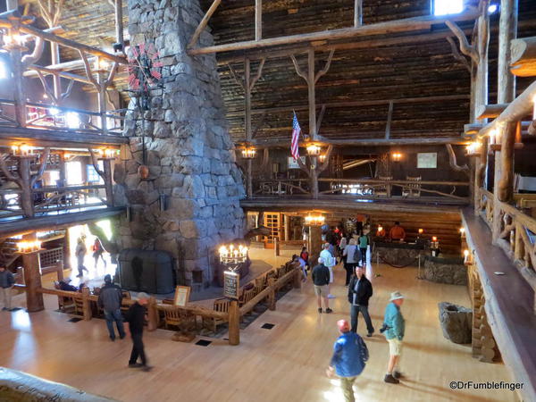 Lobby and fireplace, Old Faithful Inn, Yellowstone National Park