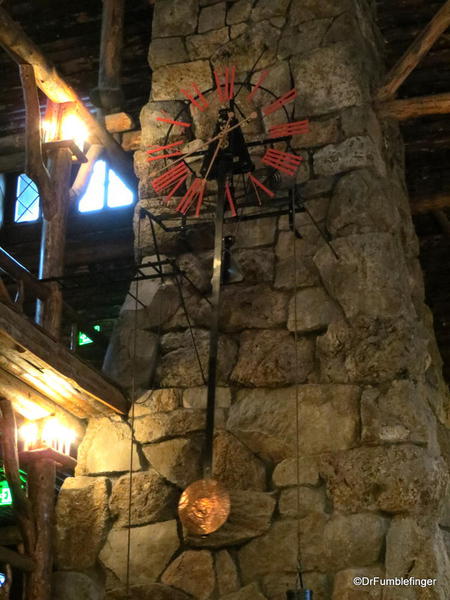 Fireplace and clock, Old Faithful Inn, Yellowstone National Park