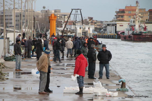 Tiber River, Fiumicino. Fishermen selling their catch