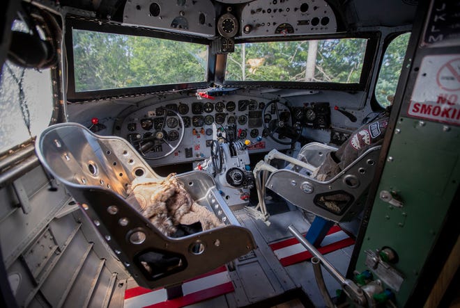 The cockpit of a 1941 DC-3 is seen on Wednesday, August 9, 2023, north of Antigo, Wis. The cockpit has been restored to look as the plane did when it shuttled supplies during World War II. But not all the equipment is original. The seats for example, were designed for a race car. Tork Mason/USA TODAY NETWORK-Wisconsin