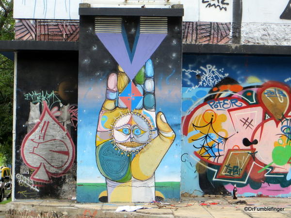 Street art on the walls of a power plant in the Colegiales barrio.