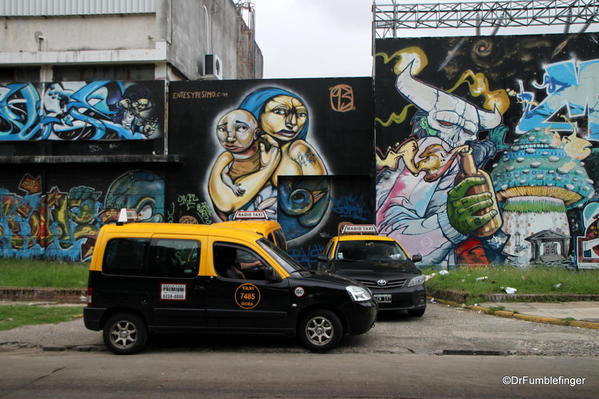 Street art on the walls of a power plant in the Colegiales barrio.