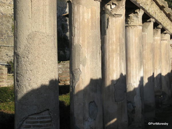 Garden with pillars.