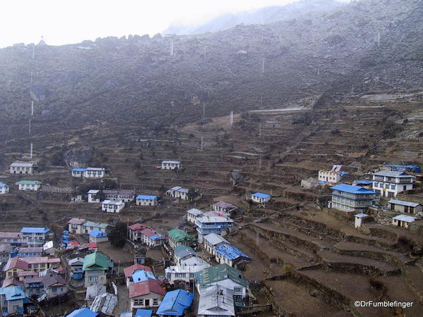 Namche Bazaar. Town in the mist