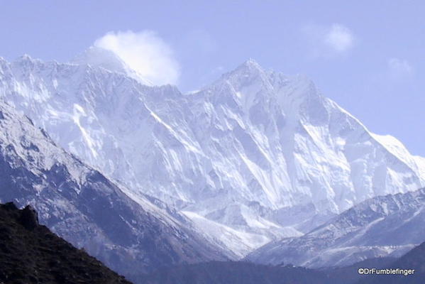 I View of Mount Everest, Lhotse and Nuptse, from ridge above Namche Bazaar