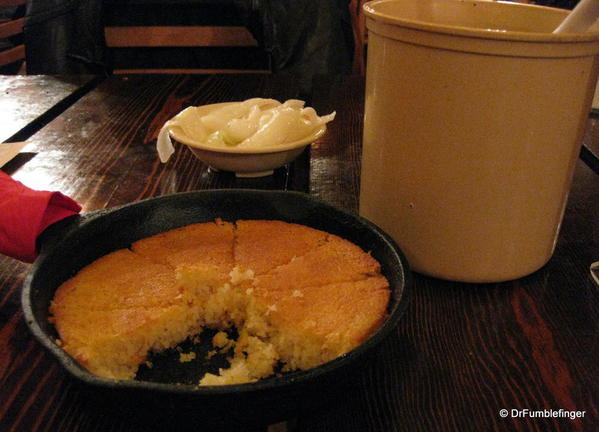 Southern cooking. Starting the meal with cornbread and pickled onions