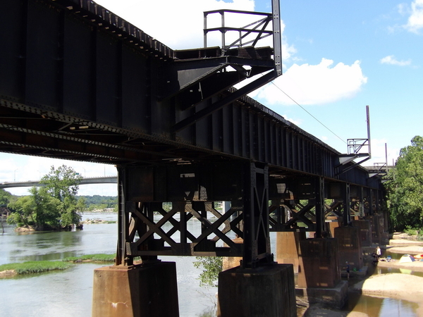 James River Left Canal Right Railroad Bridge Overhead