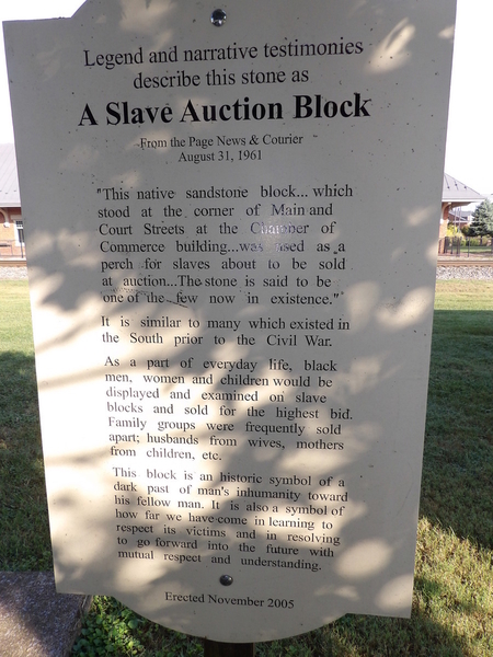 Luray Slave Stone Block Marker