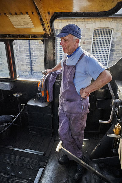 Fireman on a steam engine