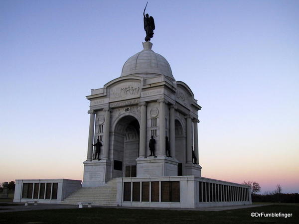 Dusk at Gettysburg, Pennsylvania.