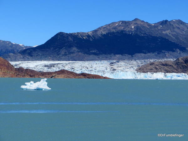 Viedma Glacier, El Chaltan. Boat ride to the Glacier.. First view of Glacier