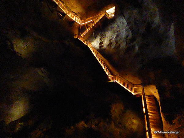 Illuminated staircase, Wieliczka Salt Mine