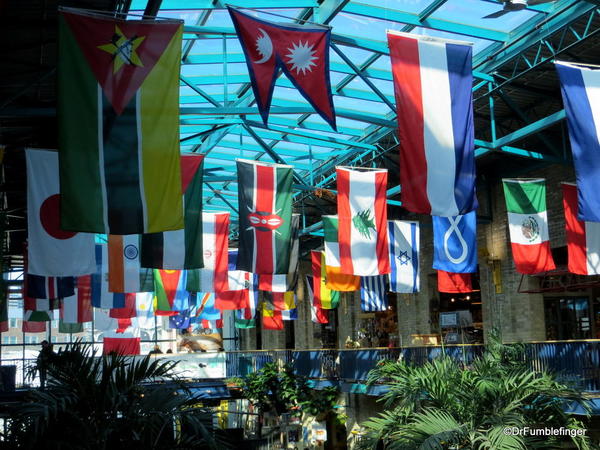 Skylight and flags, the Forks Market, Winnipeg