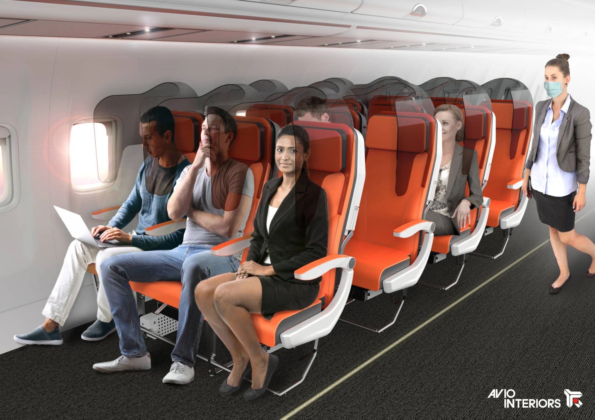 The Glassafe seat design proposed by Italian firm Aviointeriors. (Photo courtesy of Aviointeriors).