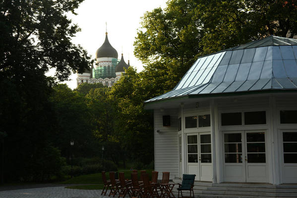 cafe, view of eastern orthodox church